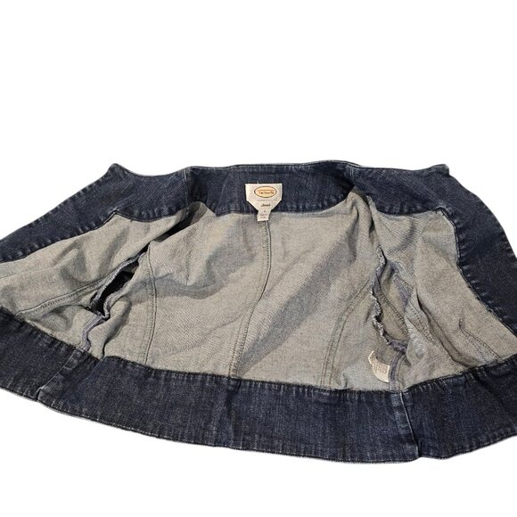 Y2K Womens Blue Jean‎ Cropped Bolero Jean Jacket Sz 8 Stretch Open Front Retro - Picture 5 of 9